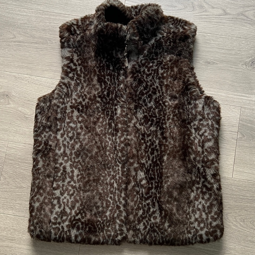 Guess Reversible Brown Faux Fur Vest